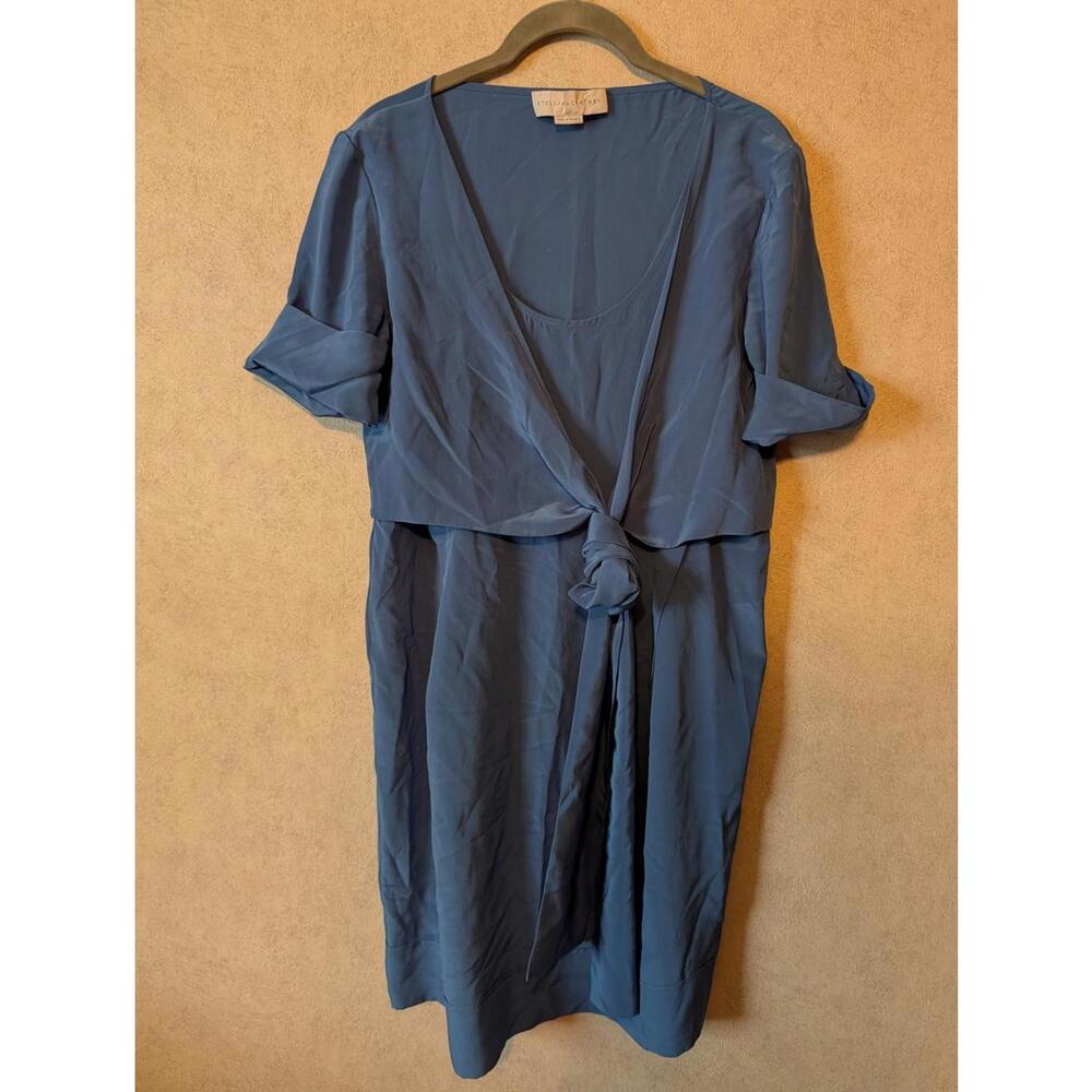 STELLA MCCARTNEY blue front tie silk short sleeve knee-length dress sz 40/6